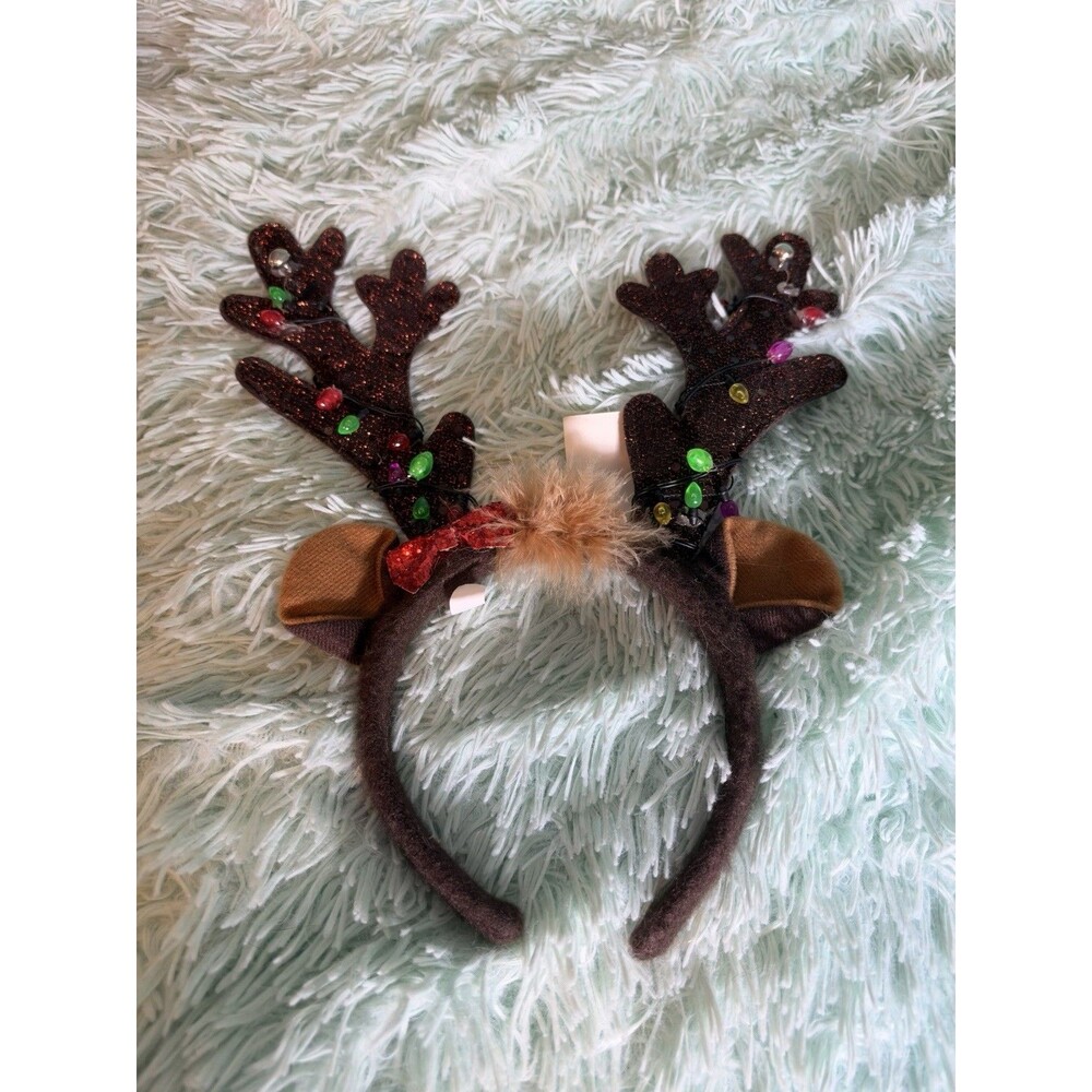 NEW Reindeer Headband Sparkle Kids Youth Christmas Jingle Ribbon